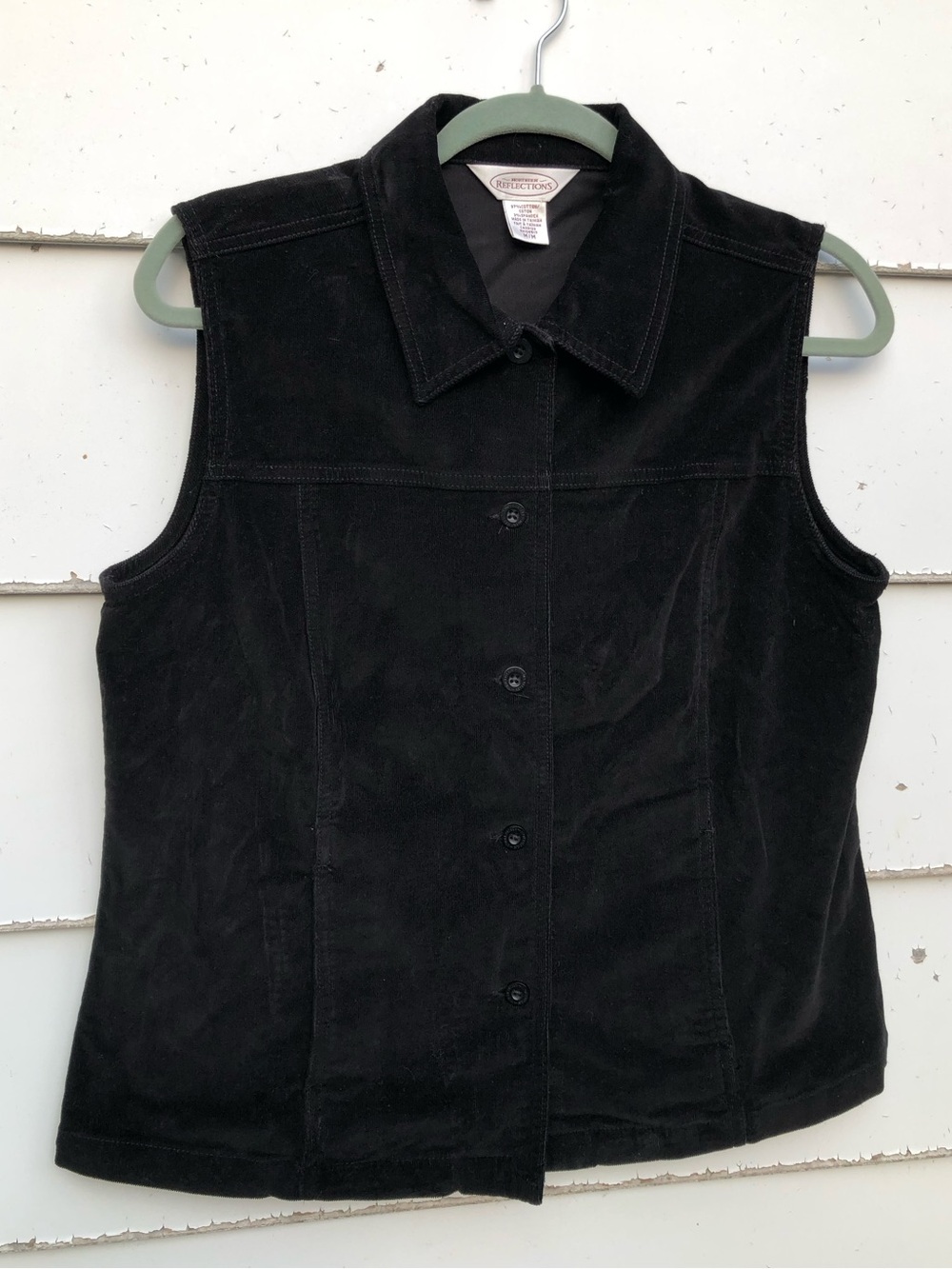 Y2K 90s Northern Reflections Black Corduroy Sleeveless Suede-Look Button Vest